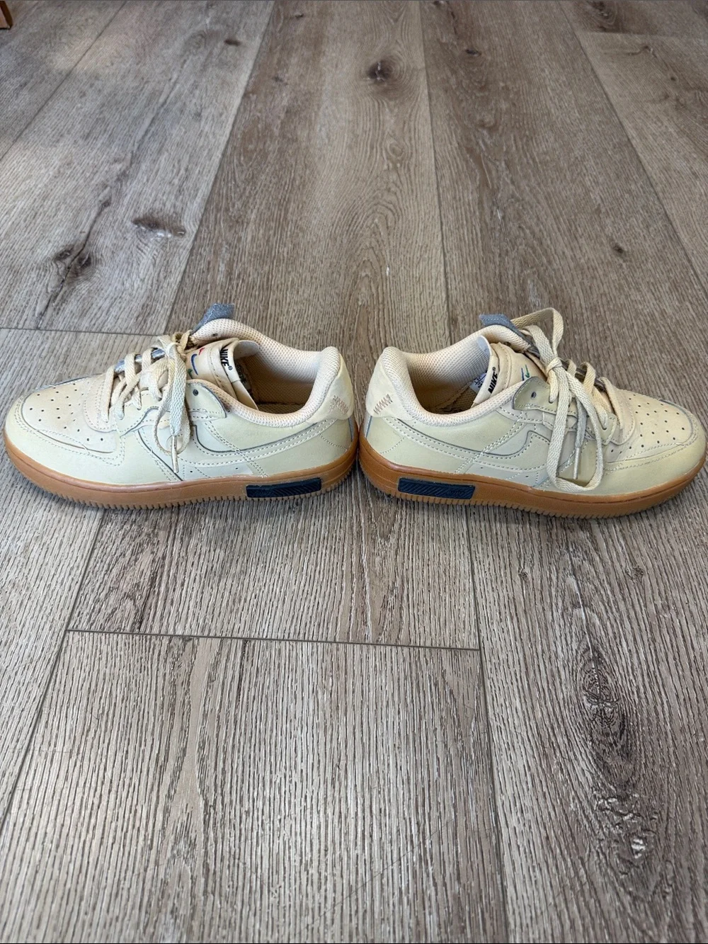 Kids Beige Lace-Up Sneakers with Gum Sole